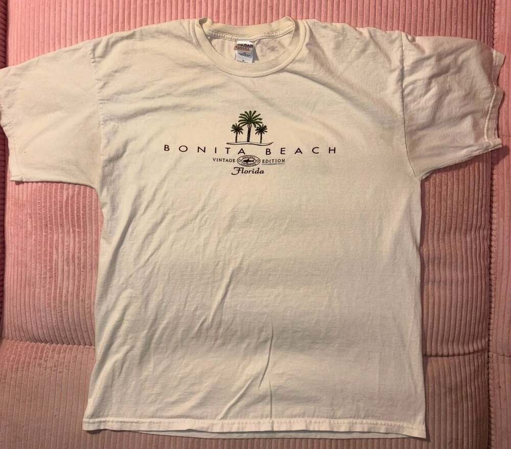 Gildan Bonita Beach Florida T-Shirt Size XL White Cotton